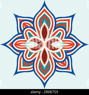 Ein leuchtendes blau-rotes Blumenmotiv vor einem klaren weißen Hintergrund Stock Vektor