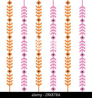 Ein lebhaftes Randmuster aus rosa und orangen Blumen vor einem sauberen weißen Hintergrund Stock Vektor