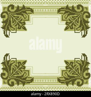 Ein Kreuzstichmuster mit grünem Rand Stock Vektor