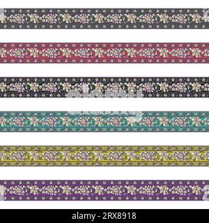 Ein Set aus vier verschiedenen farbigen Blumenrändern Stock Vektor