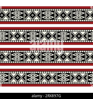 Ein auffälliges und lebendiges Streifenmuster in Rot, weiß und Schwarz Stock Vektor