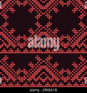 Ein rotes und schwarzes Muster mit Sternen, nahtloser, wiederholter Rand Stock Vektor