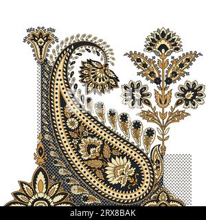 Ein lebendiges, detailreiches Paisley-Muster auf einem sauberen weißen Hintergrund Stock Vektor