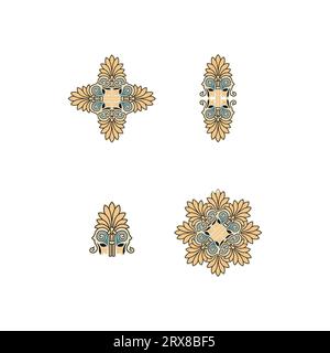 Ein Set aus vier verschiedenen abstrakten Blumenmustern auf weißem Hintergrund Stock Vektor