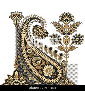 Ein lebendiges, detailreiches Paisley-Muster auf einem sauberen weißen Hintergrund Stock Vektor