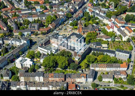 Luftaufnahme, Marien-Krankenhaus und Marienkirche mit Marienplatz, Sonnenschein, Witten, Ruhrgebiet, Nordrhein-Westfalen, Deutschland, Kultstätte, DE, Europa Stockfoto