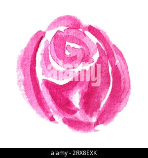 Aquarellrosen Blumen handgezeichnet in abstraktem Stil für die Verwendung in Logo-, Hochzeits-, Feiertags- und Geburtstagsdesigns. Rosa Daisy isolierte Elemettdekoration Stockfoto