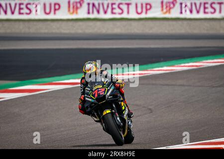 Greater Noida, Indien. September 2023. Qualifying and Sprint Race of Indian Oil Grand Prix of India auf dem Buddh International Circuit, 23. September 2023 im Bild: Marco Bezzecchi POOL/MotoGP.com/Cordon Pressebilder sind nur für redaktionelle Zwecke bestimmt. Obligatorische Gutschrift: © MotoGP.com Credit: CORDON PRESS/Alamy Live News Stockfoto