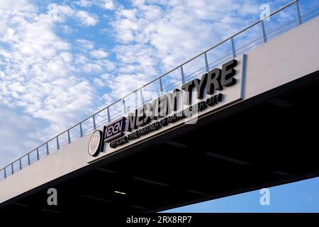 Ein allgemeiner Blick vor dem Etihad Stadium, Heimstadion von Manchester City während des Premier League Spiels Manchester City vs Nottingham Forest im Etihad Stadium, Manchester, Großbritannien, 23. September 2023 (Foto: Ryan Crockett/News Images) Stockfoto