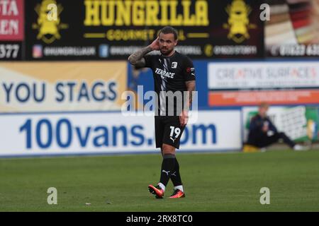 Barrow's Dom Telford während des Spiels der Sky Bet League 2 zwischen Mansfield Town und Barrow im One Call Stadium in Mansfield am Samstag, den 23. September 2023. (Foto: Mark Fletcher | MI News) Credit: MI News & Sport /Alamy Live News Stockfoto