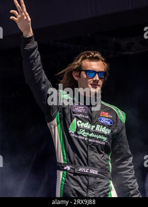 Fort Worth, Texas - 23. September 2023. Kyle Sieg, Fahrer des #29 Cedar Ridge Landscape Ford, nahm an der NASCAR Xfinity Series Andy's Frozen Custard 300 auf dem Texas Motor Speedway Teil. Quelle: Nick Paruch/Alamy Live News Stockfoto