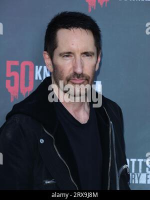 Buena Park, USA. September 2023. Trent Reznor trifft bei Knotts Ficary Farms ein 50 Anniversary Black Carpet Event im Knotts Berry Farm Hotel in Buena Park, CA, am Samstag, den 23. September 2023. (Foto: Juan Pablo Rico/SIPA USA) Credit: SIPA USA/Alamy Live News Stockfoto