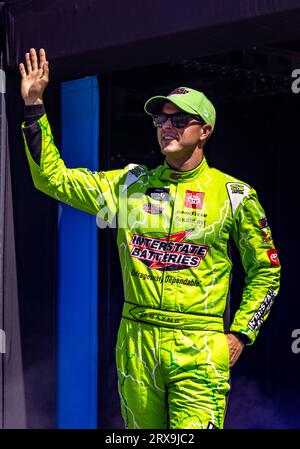 Fort Worth, Texas - 23. September 2023: Trevor Bayne, Fahrer der Interstate Batteries Toyota, nimmt an der NASCAR Xfinity Series Andy's Frozen Custard 300 auf dem Texas Motor Speedway Teil. Quelle: Nick Paruch/Alamy Live News Stockfoto