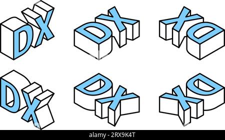 Einfacher 3D- und stereoskopischer Zeichensatz für DX Stock Vektor