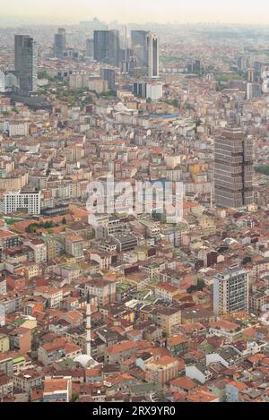 Luftaufnahme eines dicht besiedelten Stadtteils in Istanbul, Türkei. Foto von der Aussichtsplattform des Istanbuler Saphir-Gebäudes Stockfoto