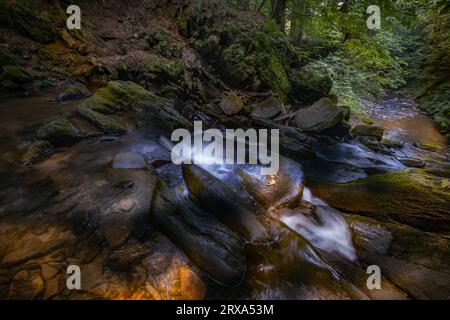 Szepit Wasserfall, Hylaty Bach, Bieszczady Berge, Bieszczadzki Nationalpark, die wildeste Region in Polen, polnische Berge und Landschaften Stockfoto