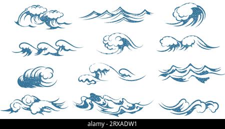 Ocean Cartoon Grunge-Wellen Stock Vektor
