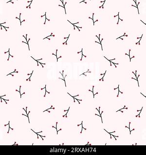 Nahtloses Muster für Textilien oder Tapeten, Scrapbook in zartem Pastellrosa. Vektorhintergrund, Hand gezeichnetes Doodle Simple il Stockfoto