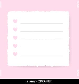 Gerissenes Blatt Papier, Notiz, Notizbuch-To-do. Vektorillustration Stock Vektor