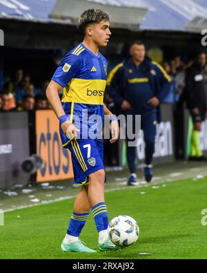 Buenos Aires, Argentinien. September 2023. Exequiel Ceballos von Boca Juniors während des Ligaspiels zwischen Boca Juniors und CA Lanus spielte am 23. September 2023 im La Bombonera Stadium in Buenos Aires, Spanien. (Foto: Santiago Joel Abdala/PRESSINPHOTO) Credit: PRESSINPHOTO SPORTS AGENCY/Alamy Live News Stockfoto