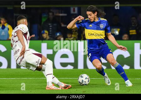 Buenos Aires, Argentinien. September 2023. Edison Cavani von den Boca Juniors während des Ligaspiels zwischen den Boca Juniors und CA Lanus spielte am 23. September 2023 im La Bombonera Stadium in Buenos Aires, Spanien. (Foto: Santiago Joel Abdala/PRESSINPHOTO) Credit: PRESSINPHOTO SPORTS AGENCY/Alamy Live News Stockfoto