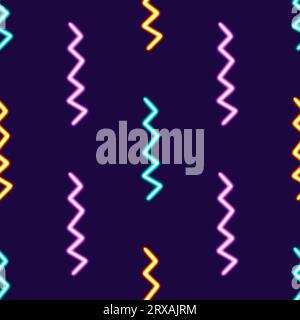 Nahtloses Muster leuchtende Streifen Desktop-Symbol, Neon-Bänder Aufkleber, Neon-Figur, leuchtende Figur, Neon-geometrische Figuren Stockfoto