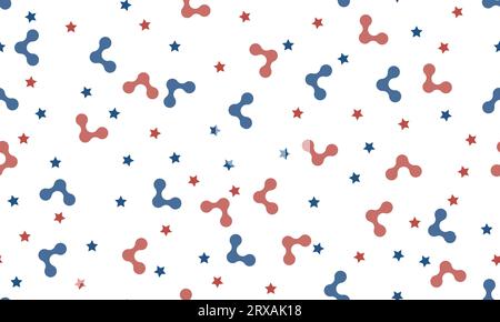 Nahtloses Muster Rot und Blau Konfetti isoliert auf Hintergrund. Feierliche Veranstaltung Und Geburtstag. Amerikanische, chilenische, russische, französische, Vereinigte Königreichsflaggen Stock Vektor