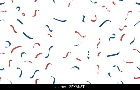 Nahtloses Muster Rot und Blau Konfetti isoliert auf Hintergrund. Feierliche Veranstaltung Und Geburtstag. Amerikanische, chilenische, russische, französische, Vereinigte Königreichsflaggen Stock Vektor