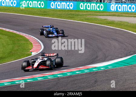 24. September 2023; Suzuka Circuit, Suzuka, Japan; Formel 1 Lenovo Grand Prix 2023; Race Day; Nummer 20 Haas Fahrer Kevin Magnussen während des Rennens bei der japanischen Formel 1 Stockfoto