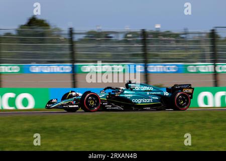 24. September 2023; Suzuka Circuit, Suzuka, Japan; Formel 1 Lenovo Grand Prix 2023; Race Day; Nummer 18 Aston Martin Fahrer Lance schlendern während des Rennens bei der japanischen Formel 1 Stockfoto