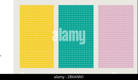 Satz von nahtlosem Hafton-Retro-Muster Hintergrund mit monochromer gepunkteter Textur. Quadratische Polka-Punkt-Muster-Vorlage Stock Vektor
