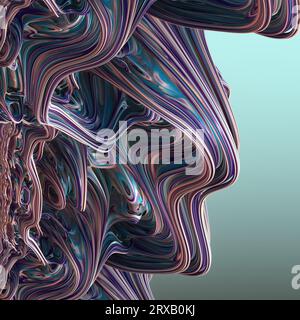 Korallen, Blau, Violett und Beige abstrakte 3D-Wellen. 3D-Abbildung, 3D-Rendering Stockfoto