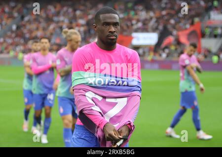 Mailand, Italien. September 2023. September 2023 Mailand - Italien - Sport, Fußball - Mailand vs H Verona italienische Meisterschaft 2023/2024 - G. Meazza Stadion - im Bild: Fikayo Tomori (23 AC Mailand) Kredit: Kines Milano/Alamy Live News Stockfoto