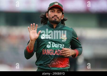 Bangladeshi Batter Anamul Haq Bijoy während des zweiten ODI-Spiels in Bangladesch und Neuseeland im Sher-e-Bangla National Cricket Stadium in Mirpur, Dhaka, Ba Stockfoto