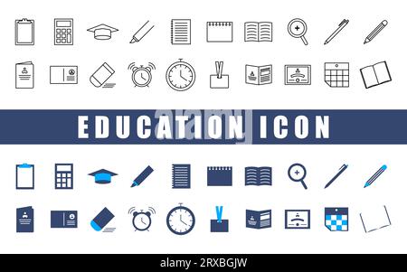 Symbolsatz für Bildung. Stock Vektor