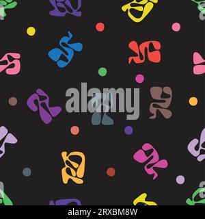 Abstrakte Objekte Kritzelpunkte Bunte nahtlose Kurven Mustervektor Stock Vektor