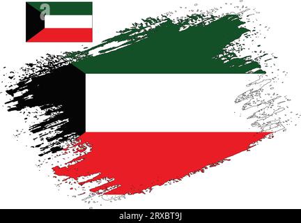 Pinsel Design Kuwait Flag Vektor Stock Vektor
