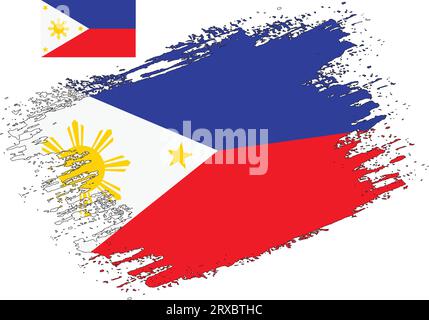 Pinsel Design Philippinen Flagge Vektor Stock Vektor