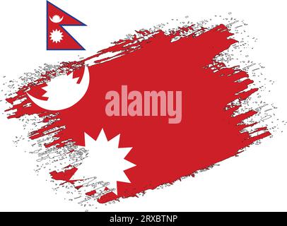 Pinsel Design Nepal Flag Vektor Stock Vektor