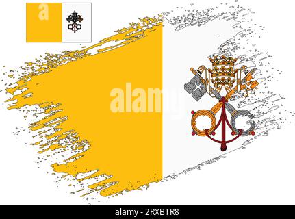 Pinseldesign Vatikanstadt Flagge Vektor Stock Vektor