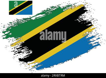 Pinseldesign Tansania Flagge Vektor Stock Vektor