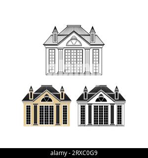 Vektor-Vintage-Architektur. Illustration eines alten Hauses Stock Vektor