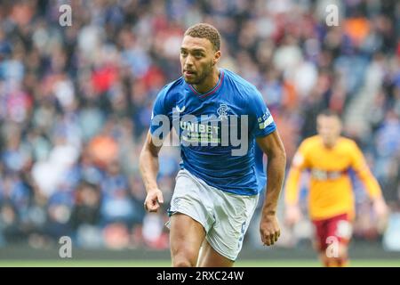 Glasgow, Großbritannien. September 2023. Die Rangers spielten Motherwell im Ibrox-Stadion in Glasgow, Sscotland, Großbritannien, bei einem Fußballspiel der schottischen Premiership. PreMatch, Motherwell liegen in der Liga über den Rangers, mit nur einem Punkt Unterschied. Quelle: Findlay/Alamy Live News Stockfoto