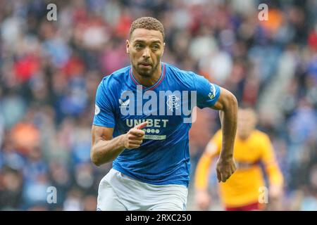 Glasgow, Großbritannien. September 2023. Die Rangers spielten Motherwell im Ibrox-Stadion in Glasgow, Sscotland, Großbritannien, bei einem Fußballspiel der schottischen Premiership. PreMatch, Motherwell liegen in der Liga über den Rangers, mit nur einem Punkt Unterschied. Quelle: Findlay/Alamy Live News Stockfoto