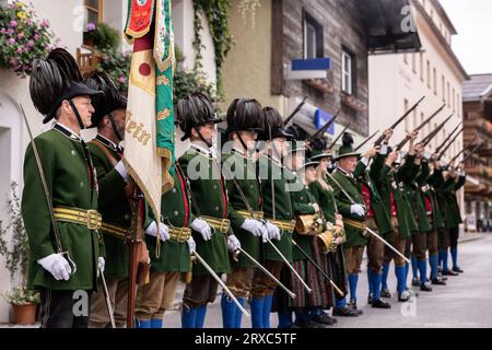 ÖSTERREICH, DORFGASTEIN - 24. SEPTEMBER 2023: Bildung am Tag der Erntefeier Stockfoto