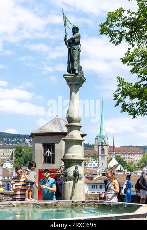 Wasserbrunnen, Lindenhof, Altstadt, Stadt Zürich, Zürich, Schweiz Stockfoto