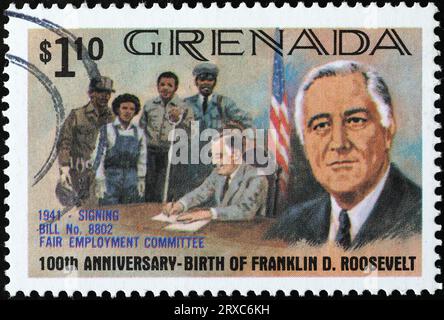 Franklin D.Roosevelt Geburtstag auf Briefmarke gefeiert Stockfoto