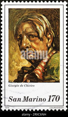 Giorgio de Chirico Selbstporträt auf Briefmarke Stockfoto