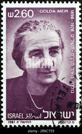 Premierminister Golda Meir auf alter israelischer Briefmarke Stockfoto