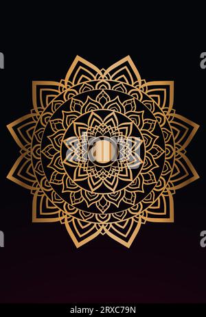 Vector goldene Farbe Mandal Tapete Design Stock Vektor